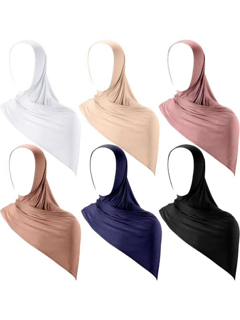 6 Pcs Lightweight Soft Hijabs for Women - Stretchy Long Head Scarves & Wraps